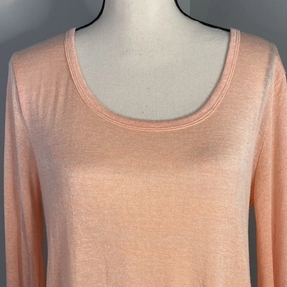 Kori Coral Peach Lace Layered Fall Long Sleeve Top - Picture 3 of 8